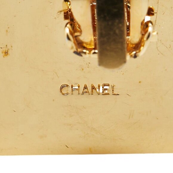 CHANEL CC Bottle perfume Clip-On Earrings Gold Tone Auth w/Box #71920 - Picture 5 of 6